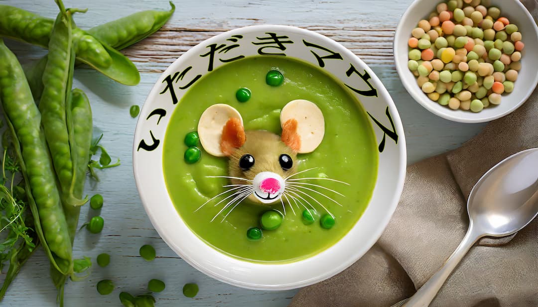 Green pea soup-itadaki mouse