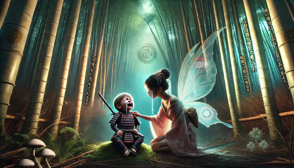 Samurai Child crying because he is sad